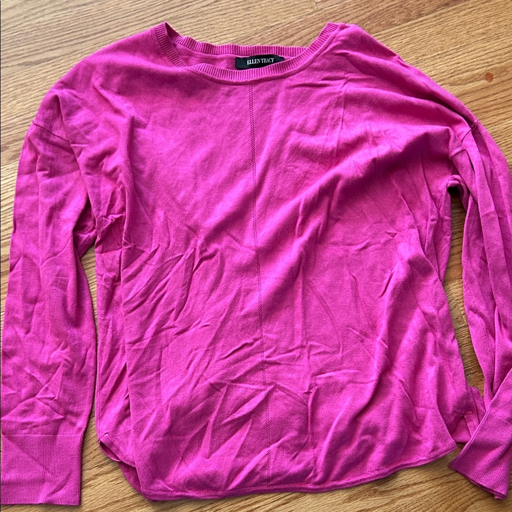 Ellen Tracy Blush Fuchsia Long Sleeve Tee